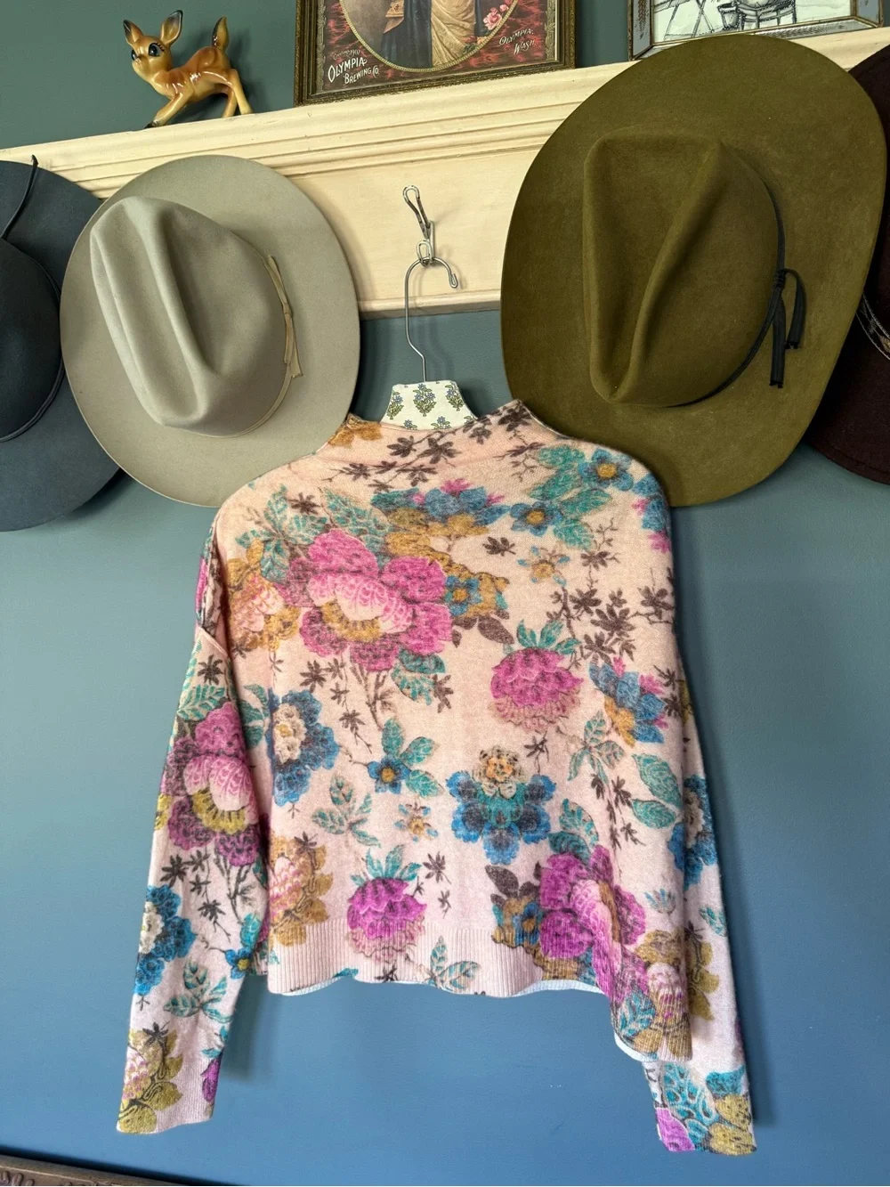 Anthropologie Pilcro Alani Mock Cashmere Floral Sweater sz small
